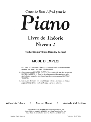 Alfred\'s Basic Piano Library: French Edition Theory Book 2 - Palmer/Manus/Lethco - Piano - Book