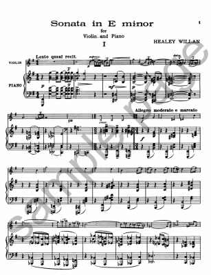 Sonata No. 1 in E Minor - Willan - Violin/Piano - Sheet Music