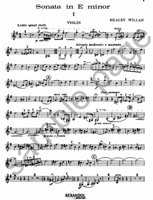 Sonata No. 1 in E Minor - Willan - Violin/Piano - Sheet Music