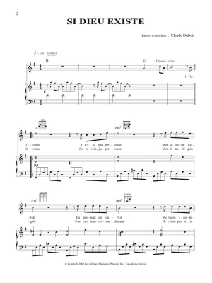 Si Dieu existe - Dubois - Piano/Vocal/Guitar - Sheet Music