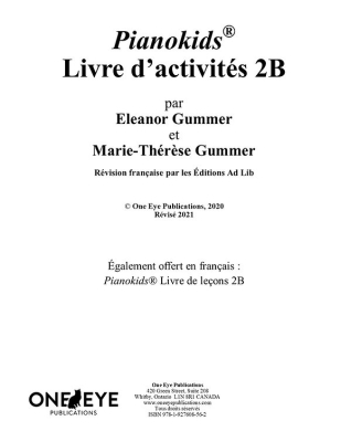 Pianokids Livre d\'activites 2B (French Edition) - Gummer/Gummer - Piano - Book