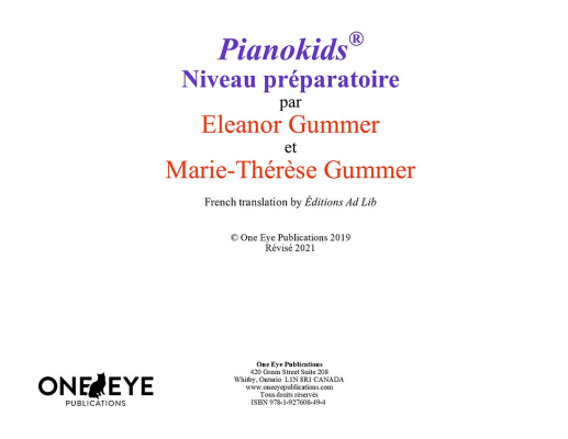 Pianokids Niveau preparatoire (French Edition) - Gummer/Gummer - Piano - Book