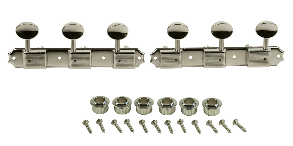 Single Line SafeTi Post Tuning Machines - Nickel with Oval Metal Buttons