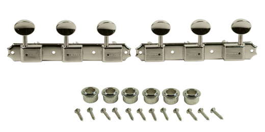 Kluson - Single Line SafeTi Post Tuning Machines - Nickel with Oval Metal Buttons