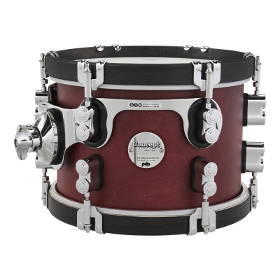 Pacific Drums - Concept Classic 7x10 Tom with Ebony Stain Hoops - Ox Blood Stain