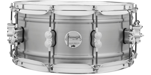 Pacific Drums - Natural Satin Brushed Aluminum 6.5x14 Snare Drum with Chrome Hardware
