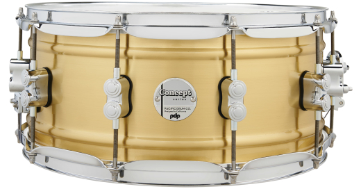Natural Satin Brushed Brass 6.5x14\'\' Snare Drum with Chrome Hardware