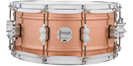 Natural Satin Brushed Copper 6.5x14\'\' Snare Drum with Chrome Hardware