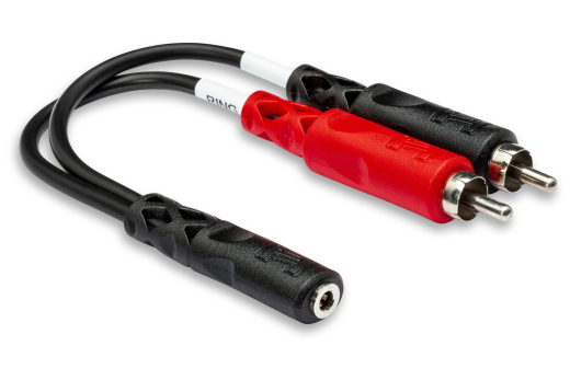 Stereo Breakout, 3.5 mm TRSF to Dual RCA, 6 inches