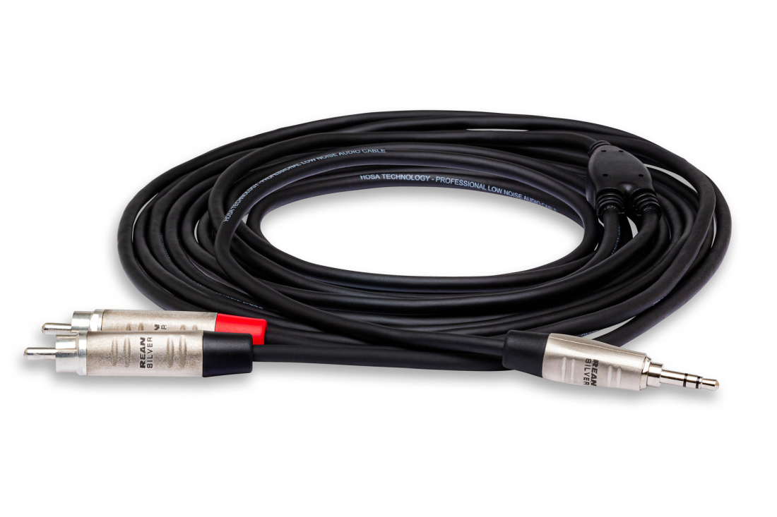 REAN Stereo Breakout Cable, 3.5mm TRS to Dual RCA - 6 ft