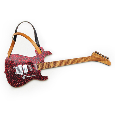 Electric Guitar Ornament - Red Glitter