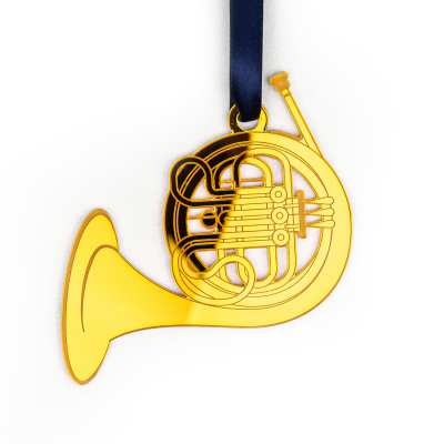 French Horn Ornament - Gold