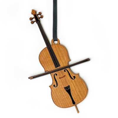 Matilyn - Ornement en forme de violoncelle (bois de merisier)