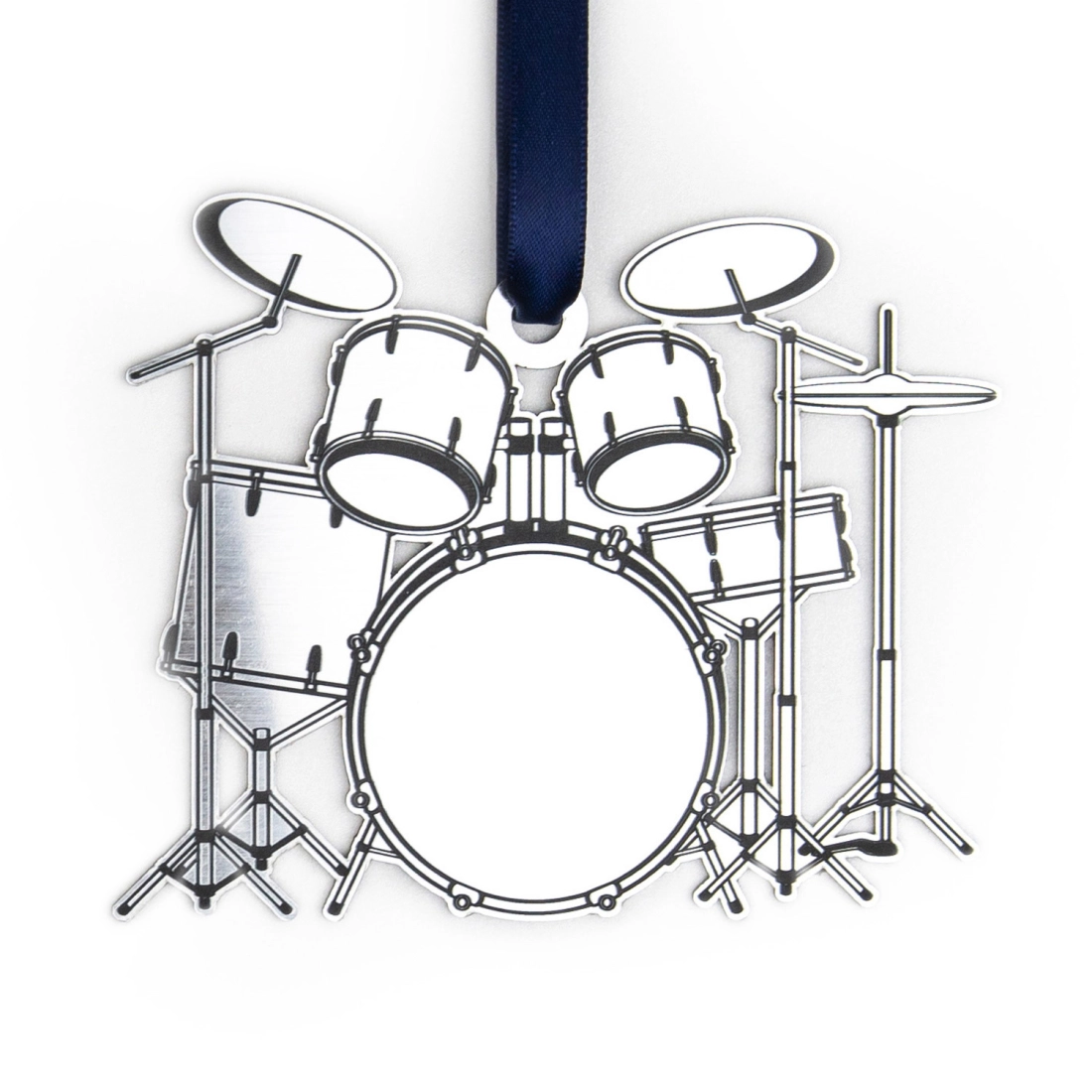 Drum Set Ornament - Silver Brushed Metal