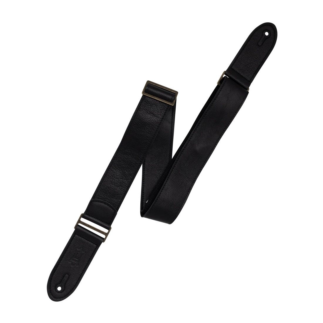 2\'\' Leather Adjustable Guitar Strap with Metal Ends - Black