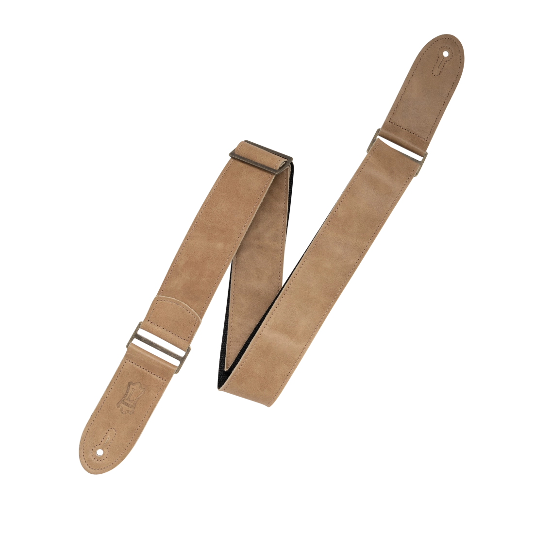 2\'\' Leather Adjustable Guitar Strap with Metal Ends - Camel