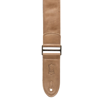 2\'\' Leather Adjustable Guitar Strap with Metal Ends - Camel