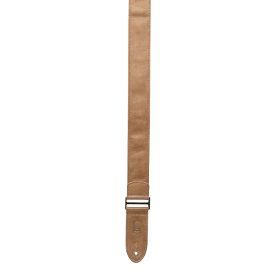 2\'\' Leather Adjustable Guitar Strap with Metal Ends - Camel