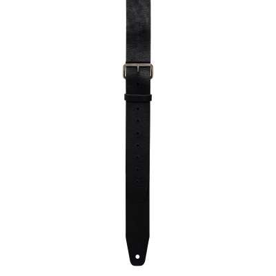 1.5\'\' Big Buckle Adjustable Leather Guitar Strap - Black