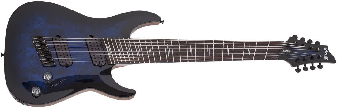 Omen Elite-8 Multiscale 8-String Electric Guitar - See-Thru Blue Burst