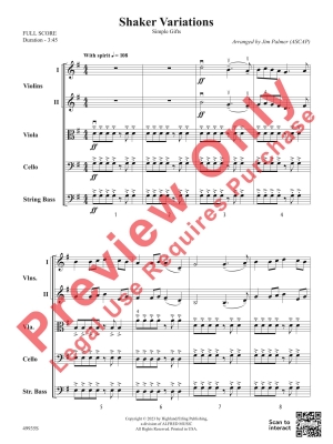 Shaker Variations: Simple Gifts - Palmer - String Orchestra - Gr. 2.5