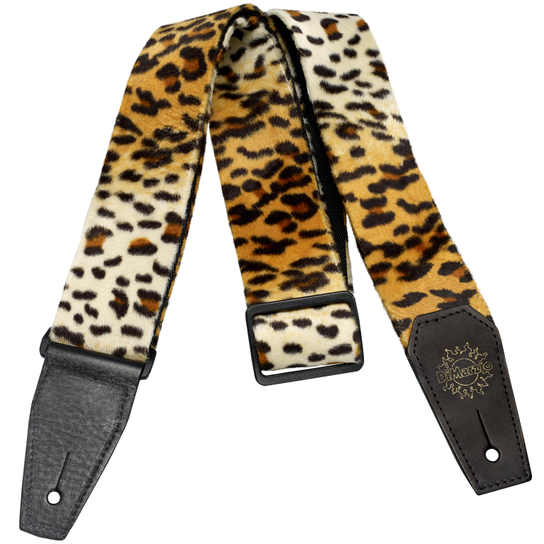 Cheetah Guitar Strap with Leather Ends