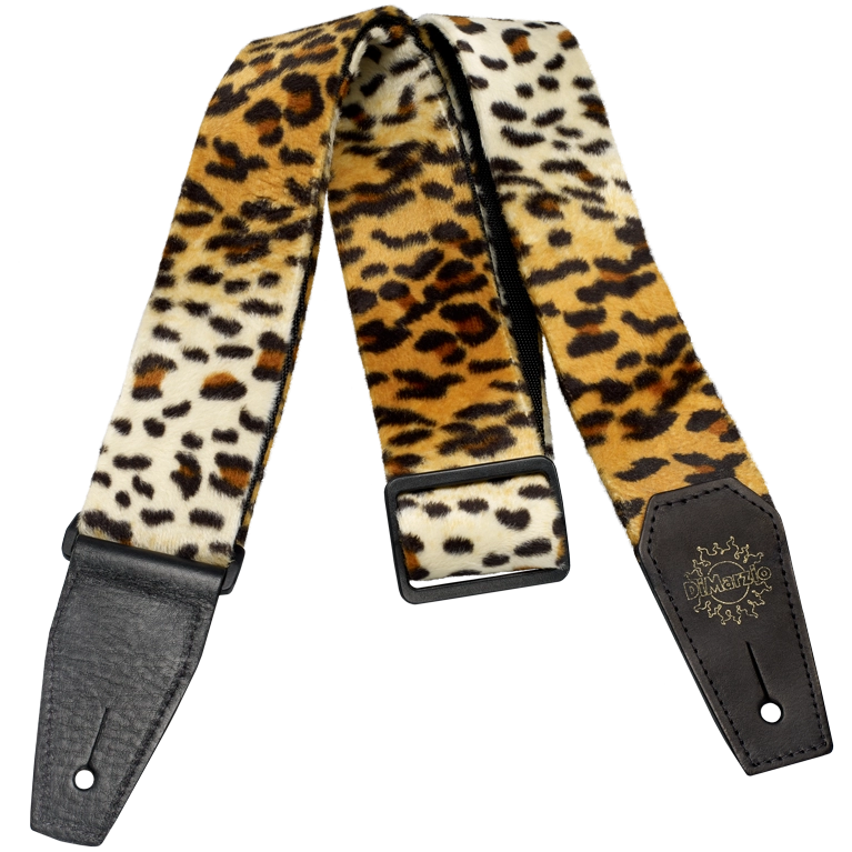 Cheetah Guitar Strap with Leather Ends