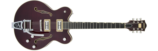 Gretsch Guitars - G6609TFM Players Edition Broadkaster Double Cutaway with Bigsby, USA FullTron Pickups, Tiger Flame Maple - Dark Cherry Stain
