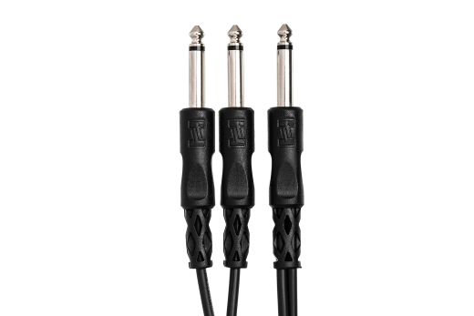 Y Cable, 1/4 in TS to Dual 1/4 in TS - 5 Foot