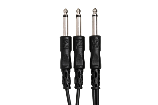 Y Cable, 1/4 in TS to Dual 1/4 in TS - 3 Foot