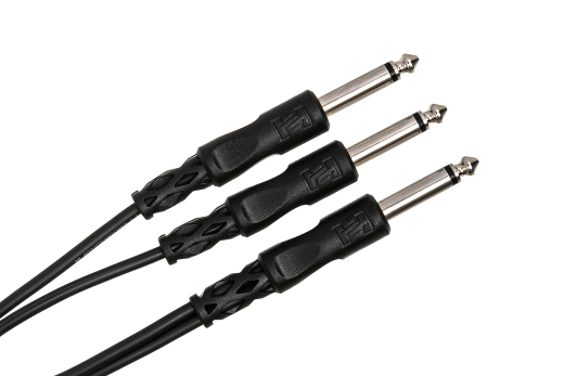 Y Cable, 1/4 in TS to Dual 1/4 in TS - 3 Foot