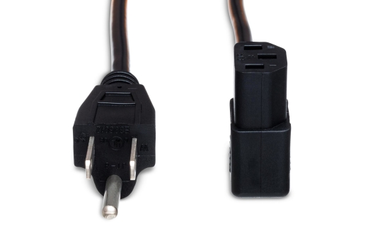 IEC C13 Right Angle to Nema 5-15P Power Cord - 3 Foot