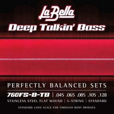 La Bella - 760FS-B-TB Deep Talkin Bass Flats, Thru-Body, 5-String Bass Set (45-105)