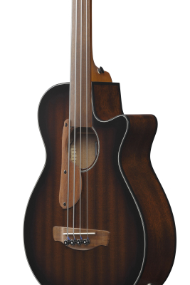 AEGB24FEMHS Acoustic/Electric Fretless Bass Guitar - Mahogany Sunburst