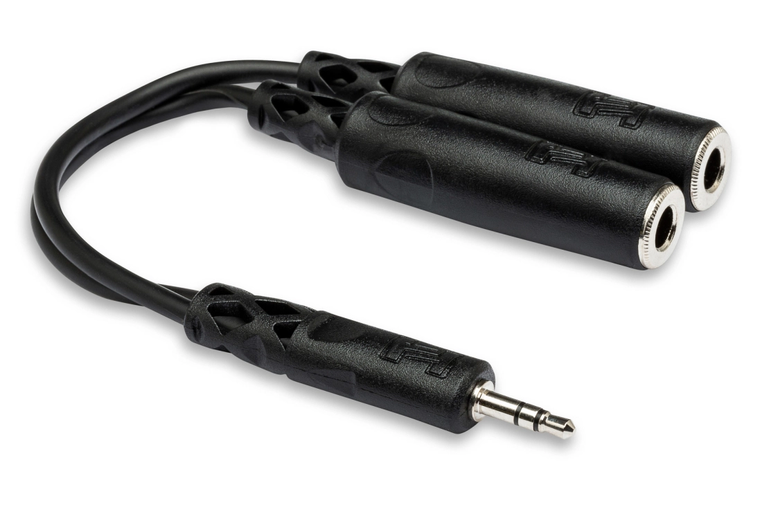 Y Cable, 3.5mm TRS to Dual 1/4 TRS-F, 6 inches