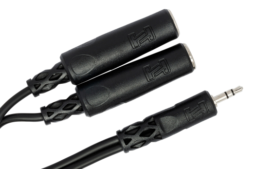 Y Cable, 3.5mm TRS to Dual 1/4 TRS-F, 6 inches