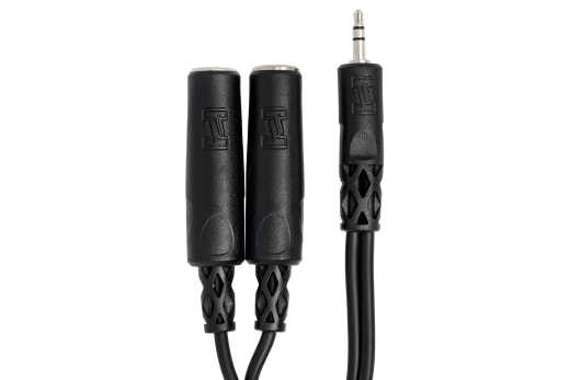 Y Cable, 3.5mm TRS to Dual 1/4 TRS-F, 6 inches