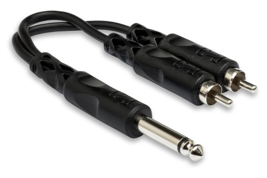 Y Cable, 1/4 TS to Dual RCA, 6 Inches