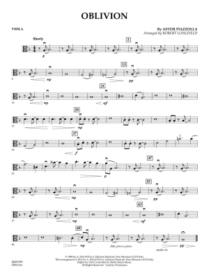 Oblivion - Piazzolla/Longfield - Solo Violin/String Orchestra - Gr. 3-4