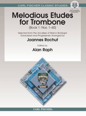 Melodious Etudes for Trombone, Book 1: Nos. 1-60 - Bordogni/Rochut/Raph - Book/Media Online