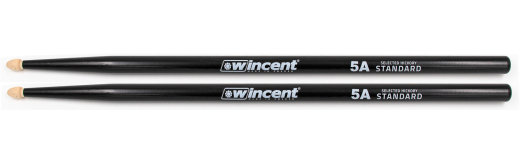 Wincent Drumsticks - Standard Hickory Drumsticks, Black - 5A