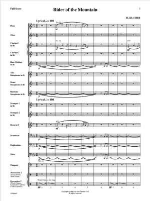 Rider of the Mountain - Choi - Concert Band Full Score - Gr. 2