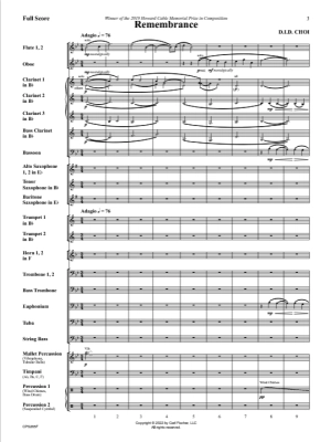 Remembrance - Choi - Concert Band Full Score - Gr. 3