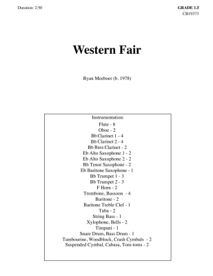 Eighth Note Publications - Western Fair - Meeboer - Concert Band Full Score - Gr. 1.5