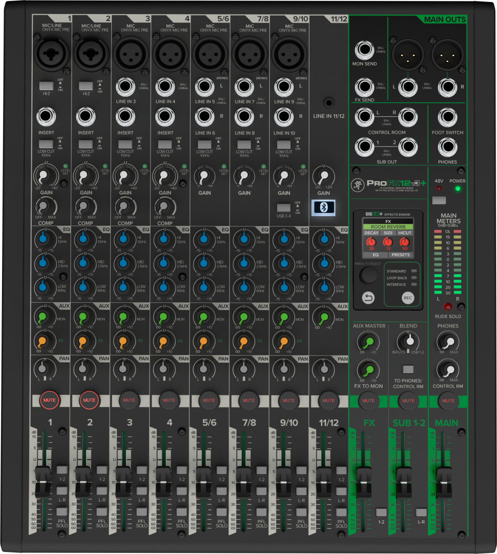 ProFX12v3+ 12-Channel Professional Effects Mixer with Bluetooth