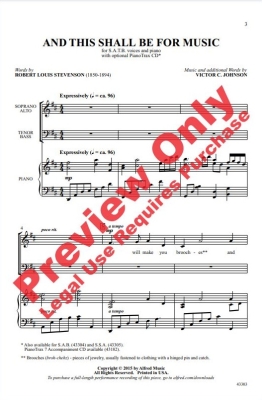 And This Shall Be for Music - Stevenson/Johnson - SATB