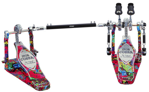 Tama - 50th Anniversary Limited Edition Iron Cobra Power Glide Twin Pedal - Marble Psychedelic Rainbow
