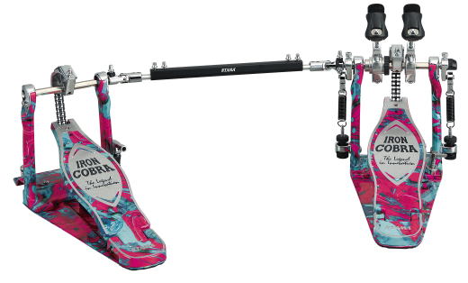 Tama - 50th Anniversary Limited Edition Iron Cobra Power Glide Twin Pedal - Marble Coral Swirl