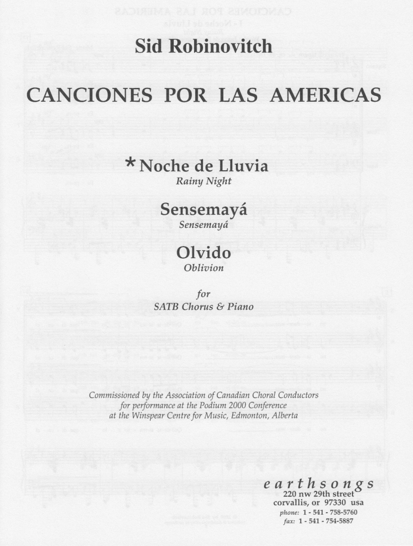 Canciones por las Americas: Noche de Lluvia (Rainy Night) - Robinovitch - SATB