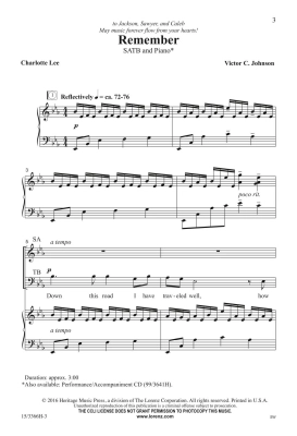 Remember - Lee/Johnson - SATB